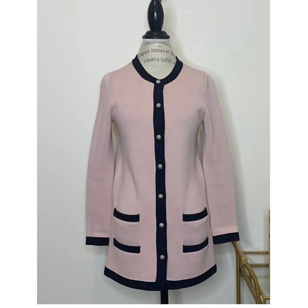 TORY BURCH EUC Kendra Pearl Button Sweater Wool Jacket MEDIUM